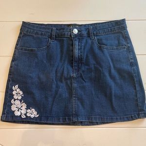 Delia’s Tropical Flower Jean Mini Skirt